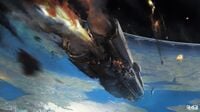 Concept art of Infinity crashing on Installation 07 in Halo Infinite.