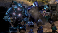 A Jiralhanae Captain Ultra wielding the T-25B brute shot.