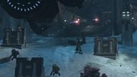 The final wave of Covenant being deployed directly at the lab entrance.
