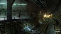 Concept art of the tram under the base.