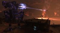 One of the Tyrants fire at a Falcon.