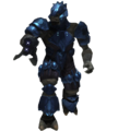 A Jiralhanae Major employing heavier infantry power armor.
