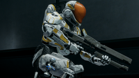 An EVA-clad Spartan sprinting with the ARC-920 railgun.